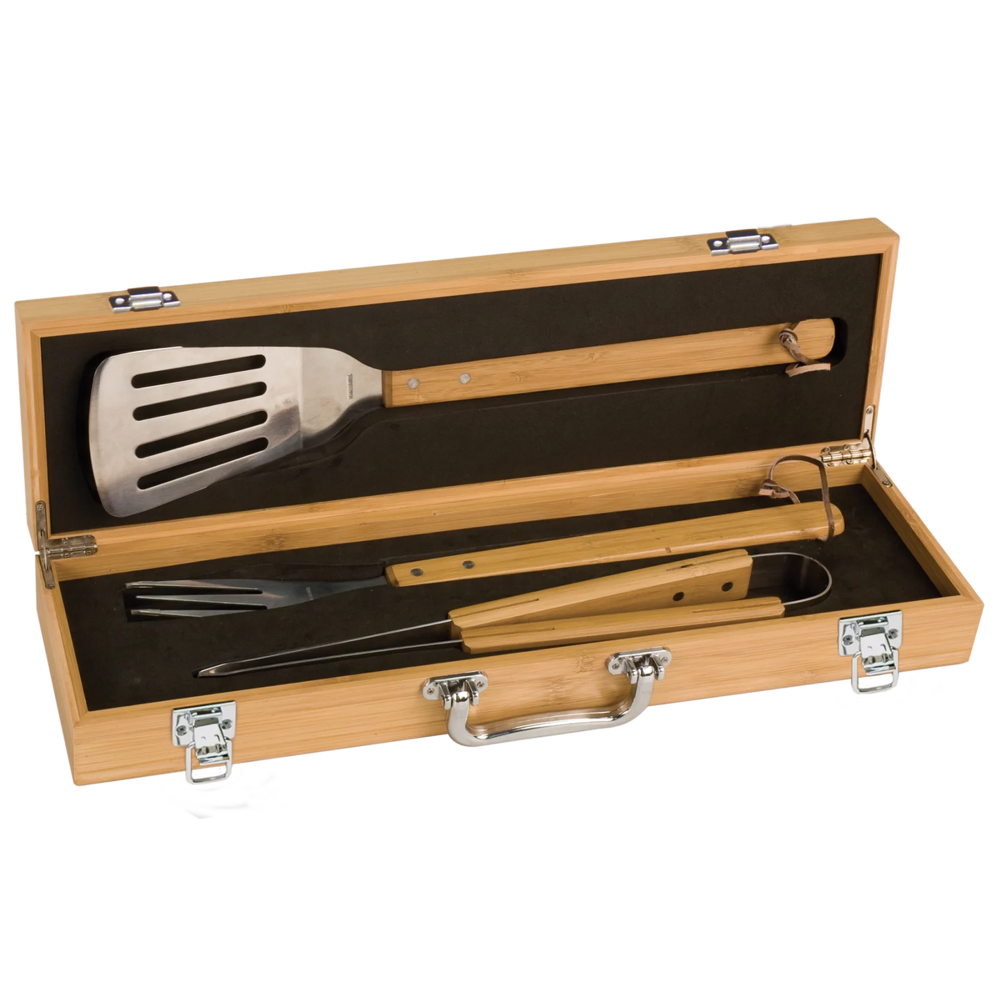 3-Piece Bamboo BBQ Set in Bamboo Case