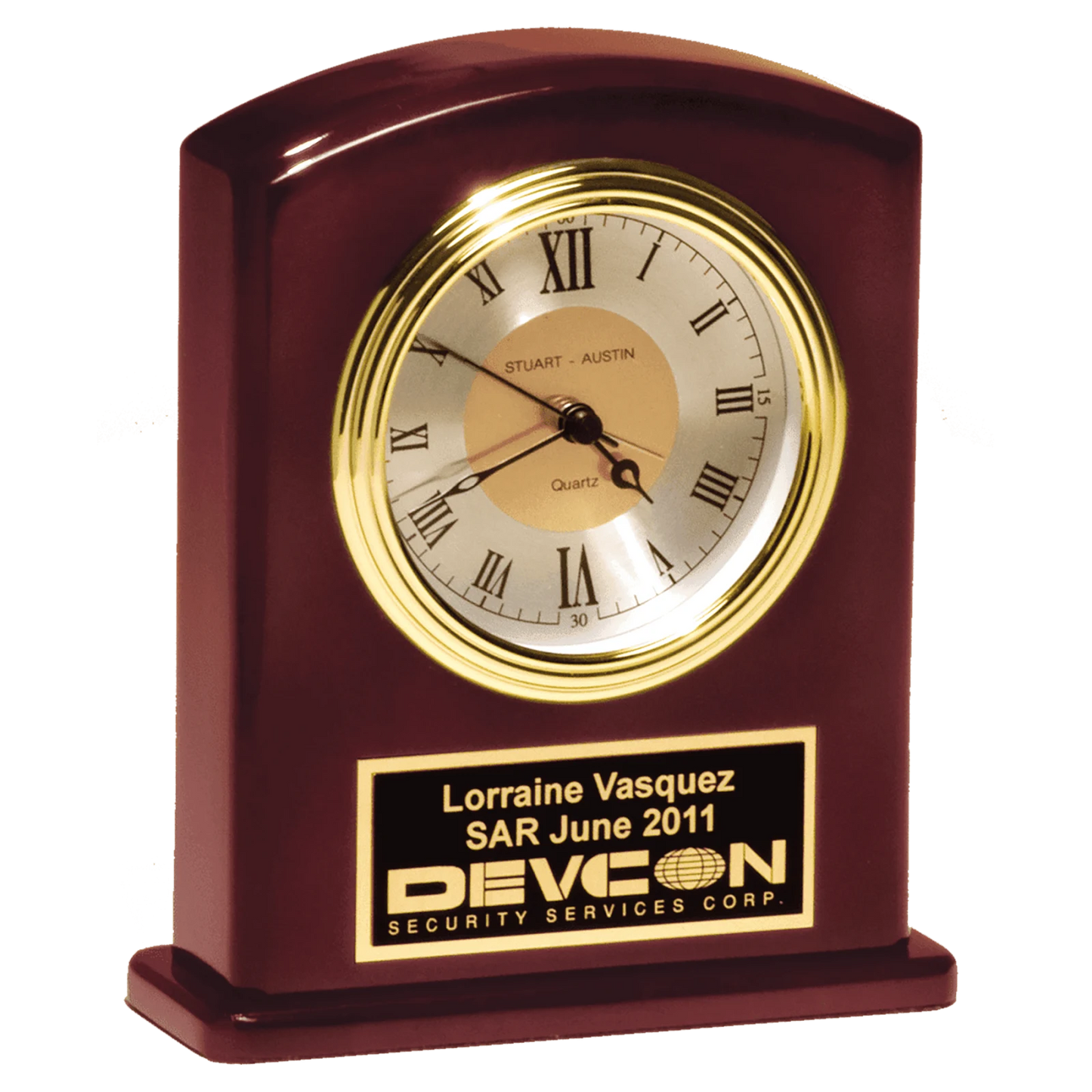 High Gloss Rosewood Finish Clock, Diamond Spun Dial, 3 HandMovement with Black Plate