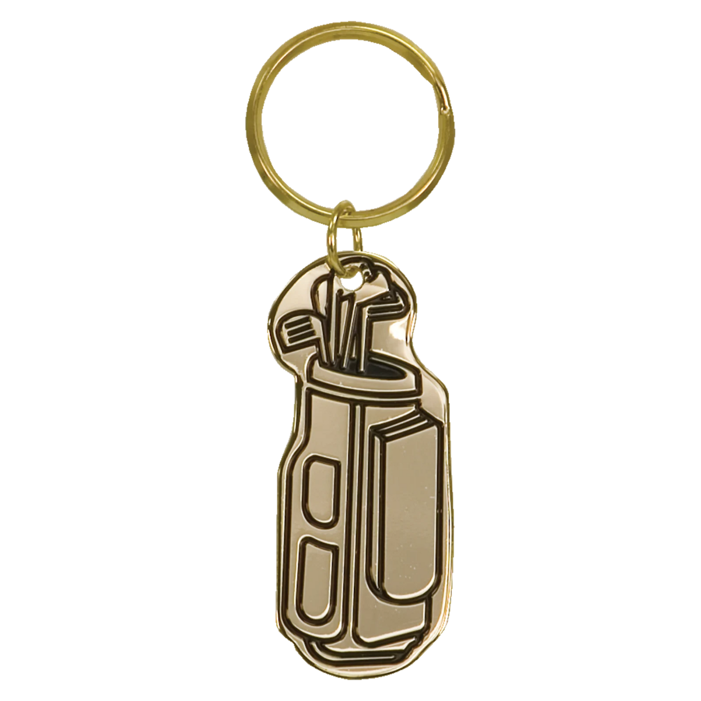 Gold Golf Bag Brass Keychain