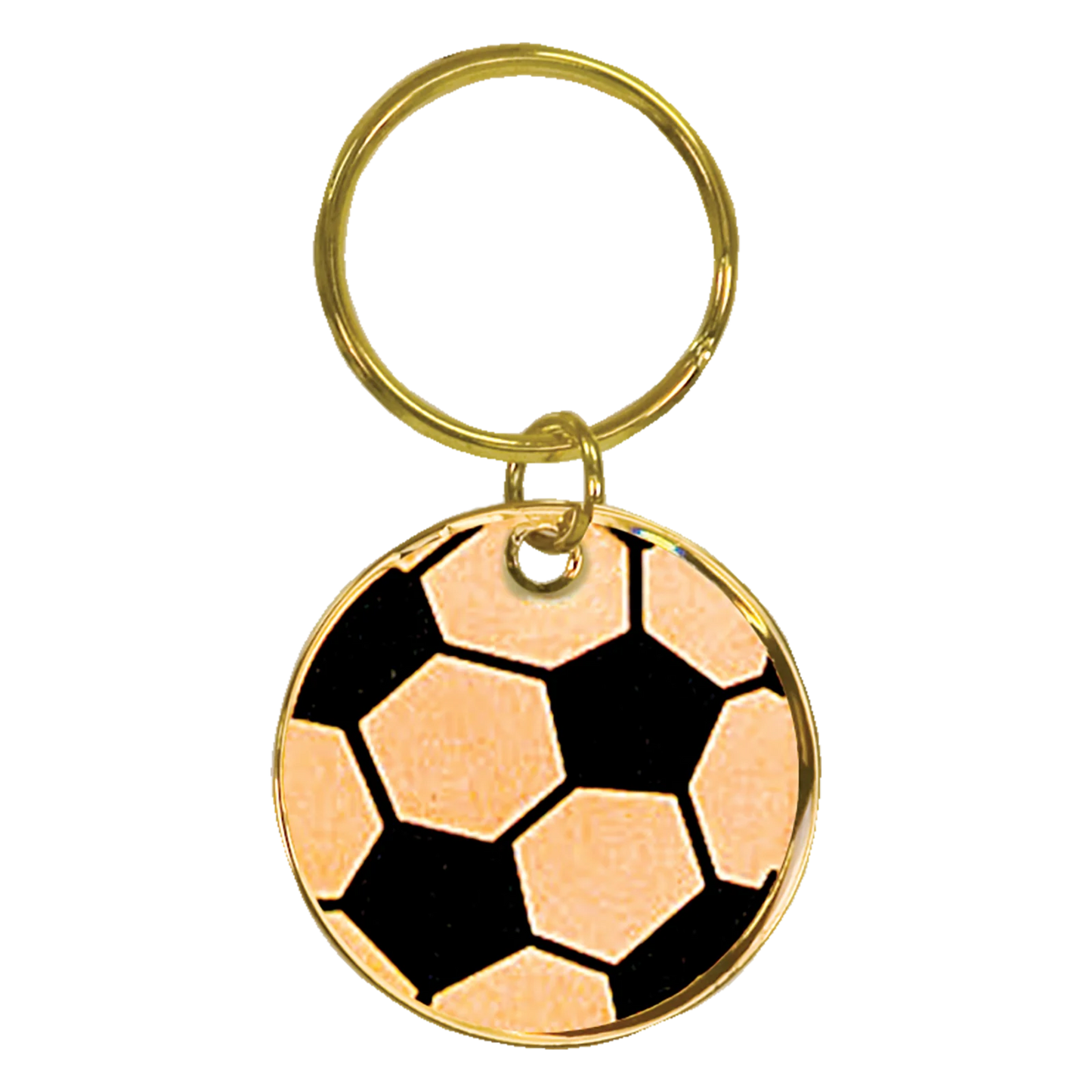 Gold Soccer Brass Keychain