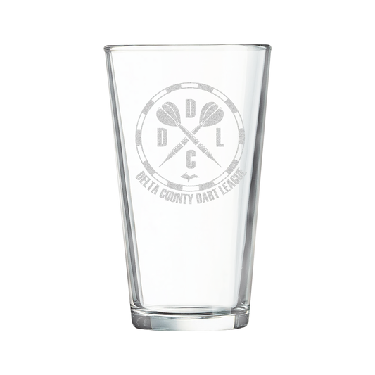 Delta County Dart League Etched Pint Glass