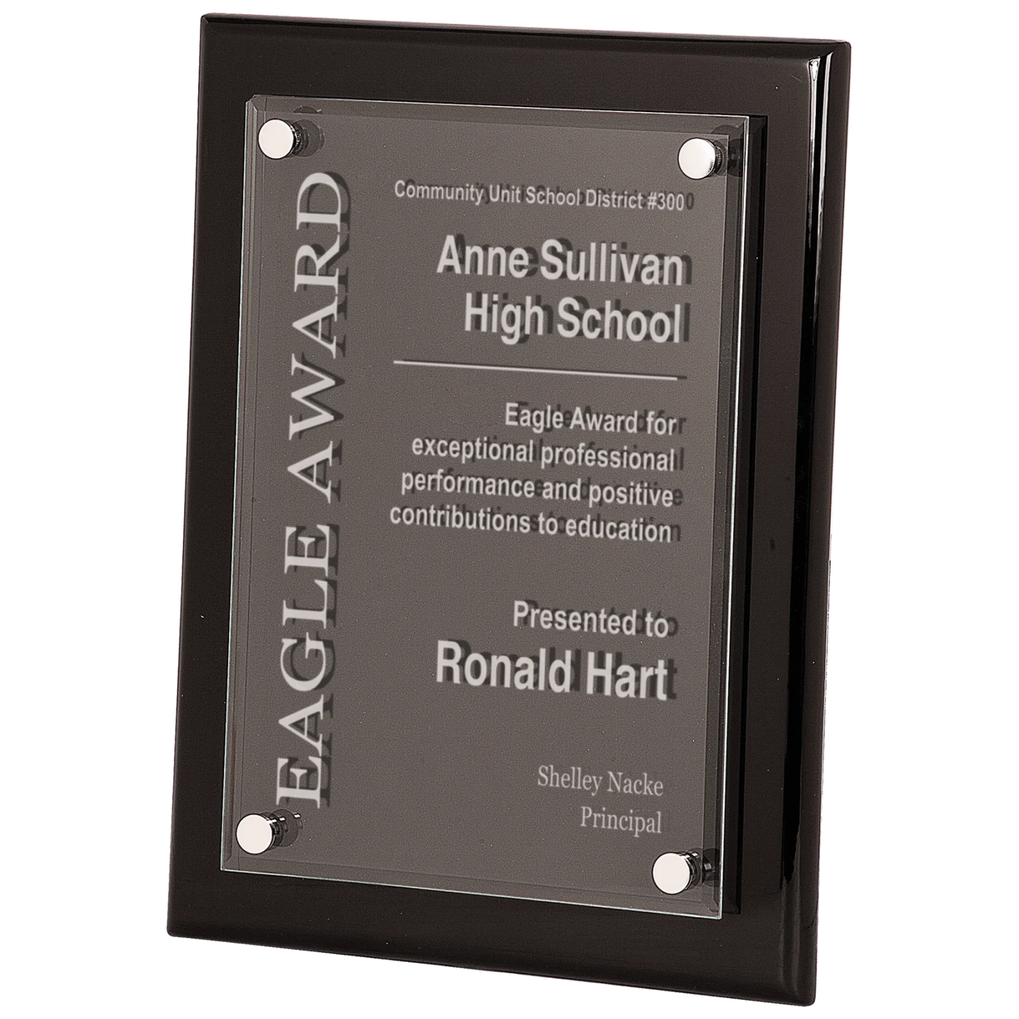 Black Piano Finish Floating Acrylic Plaque
