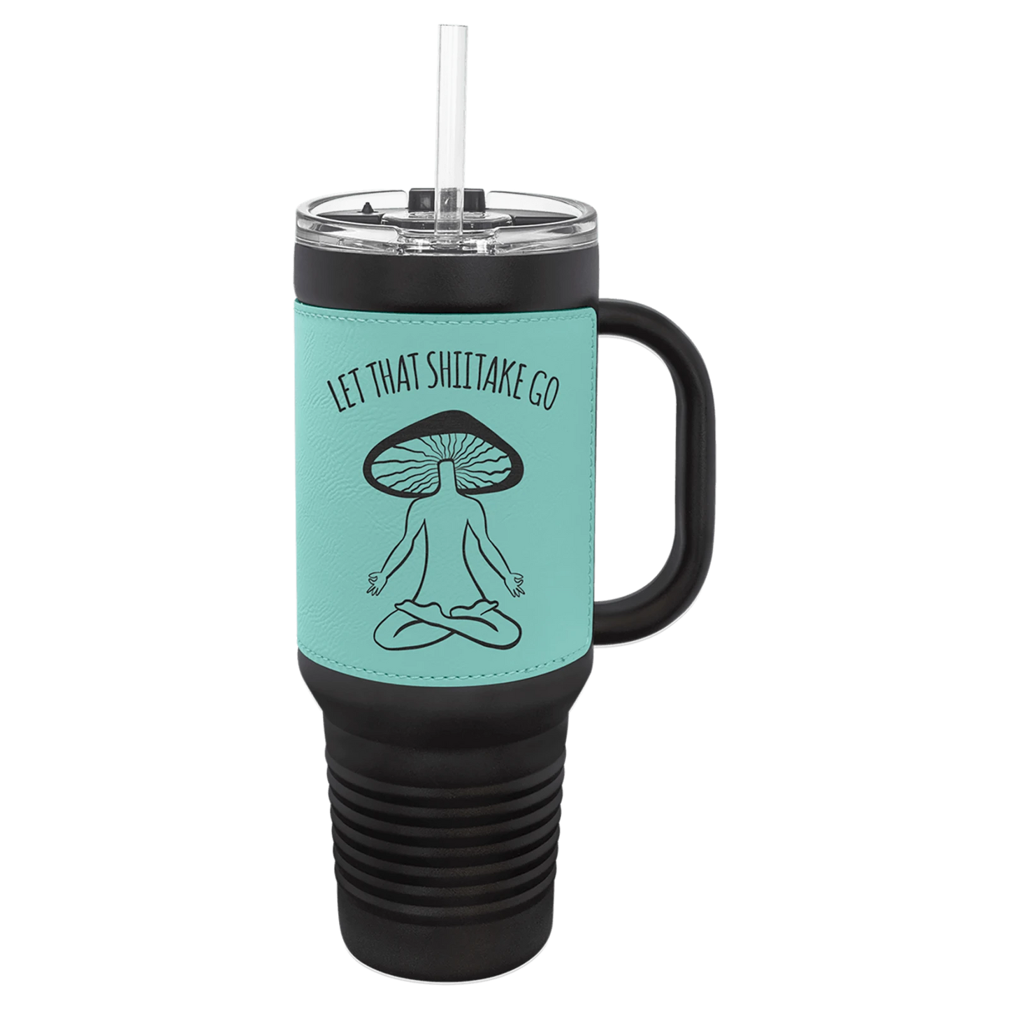 40 oz. Leatherette Travel Mug with Handle and Straw (Polar Camel)
