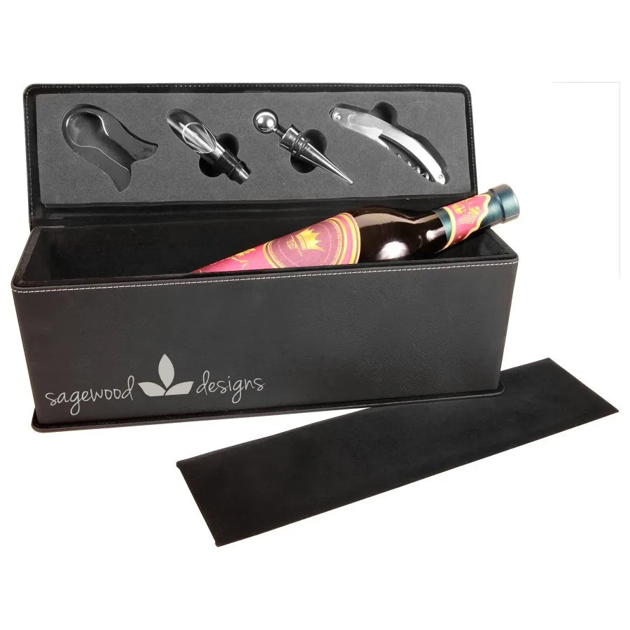Leatherette Single Wine Gift Box with Tools