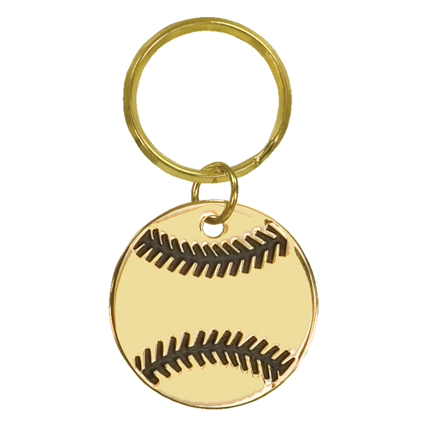 Gold Baseball and Softball Brass Keychain