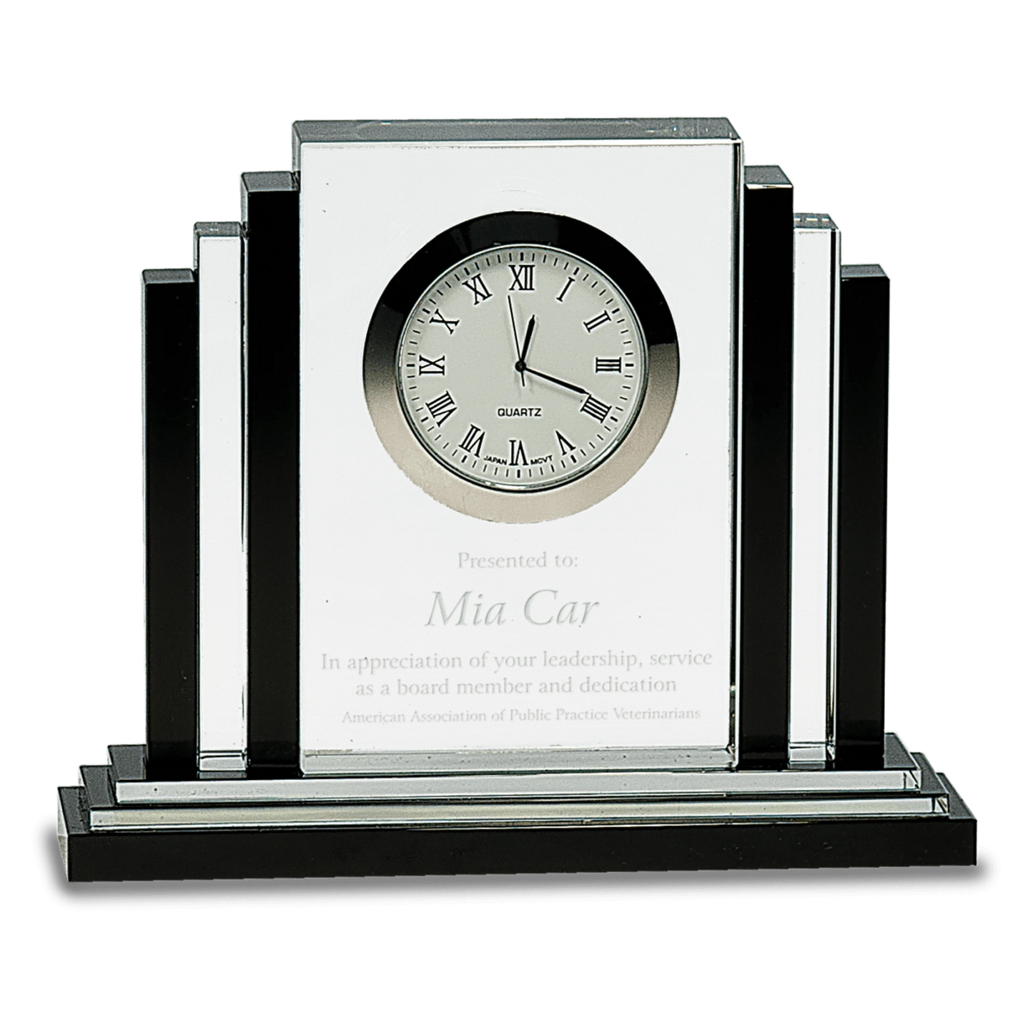 Clear Crystal with Clock and Black Crystal Trim