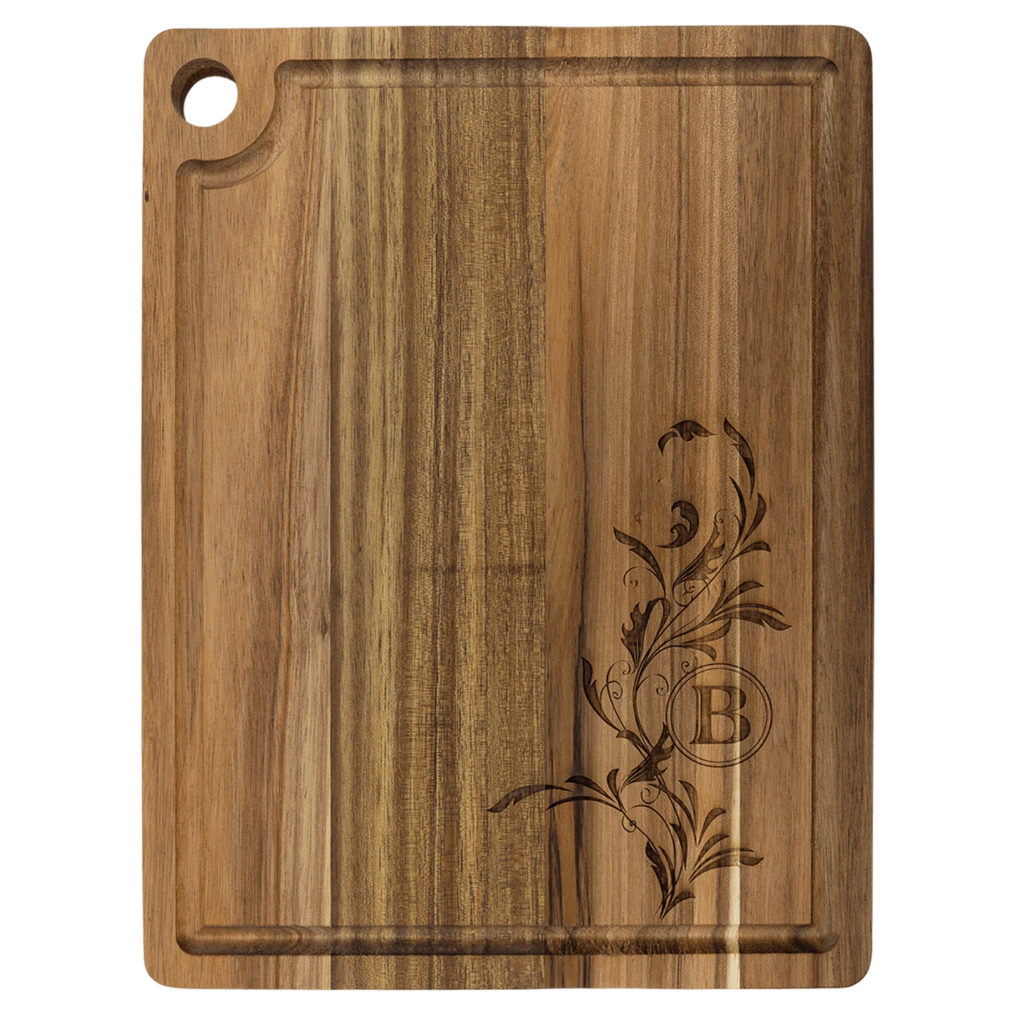 Acacia Cutting Board with Drip Ring and Corner Hole