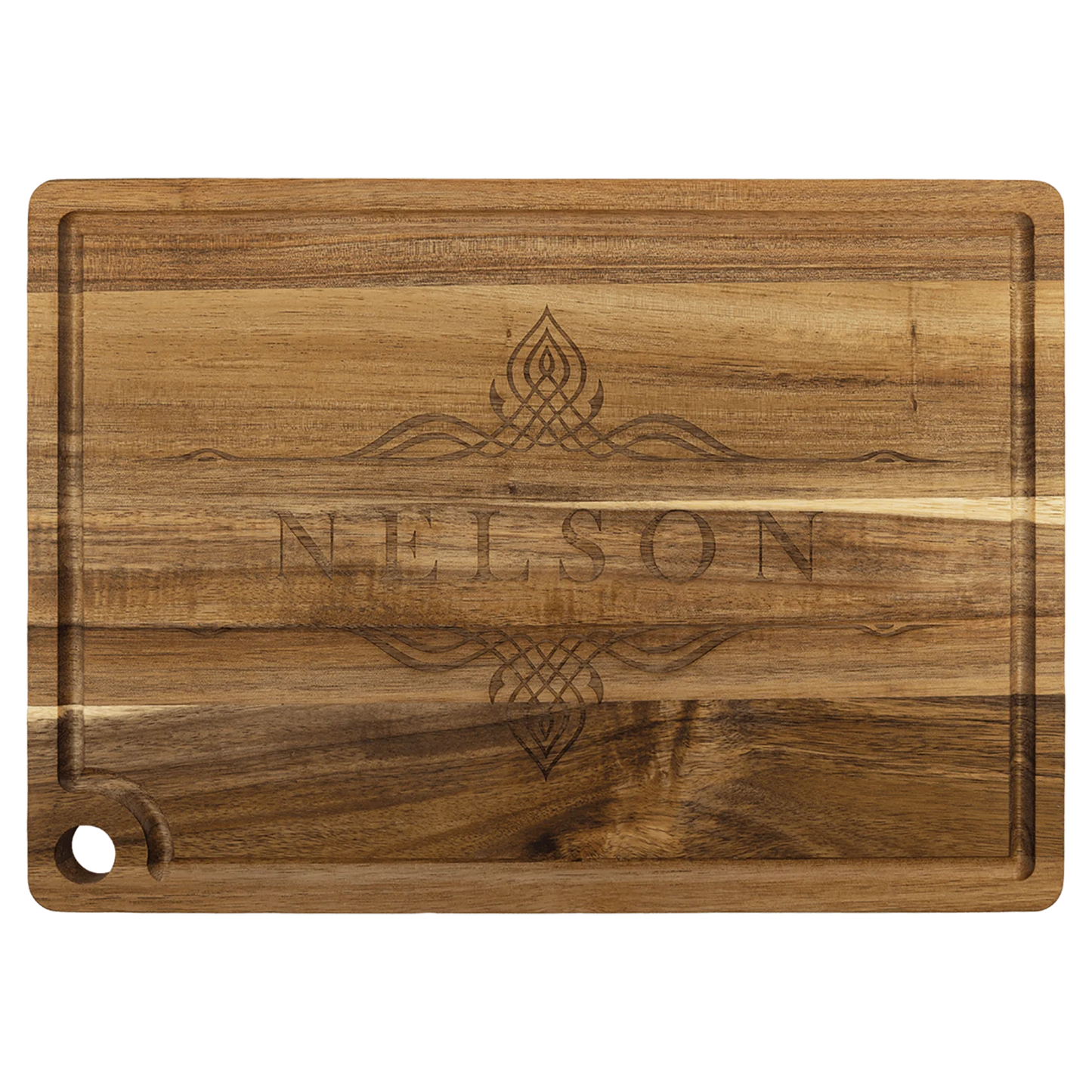 Acacia Cutting Board with Drip Ring and Corner Hole