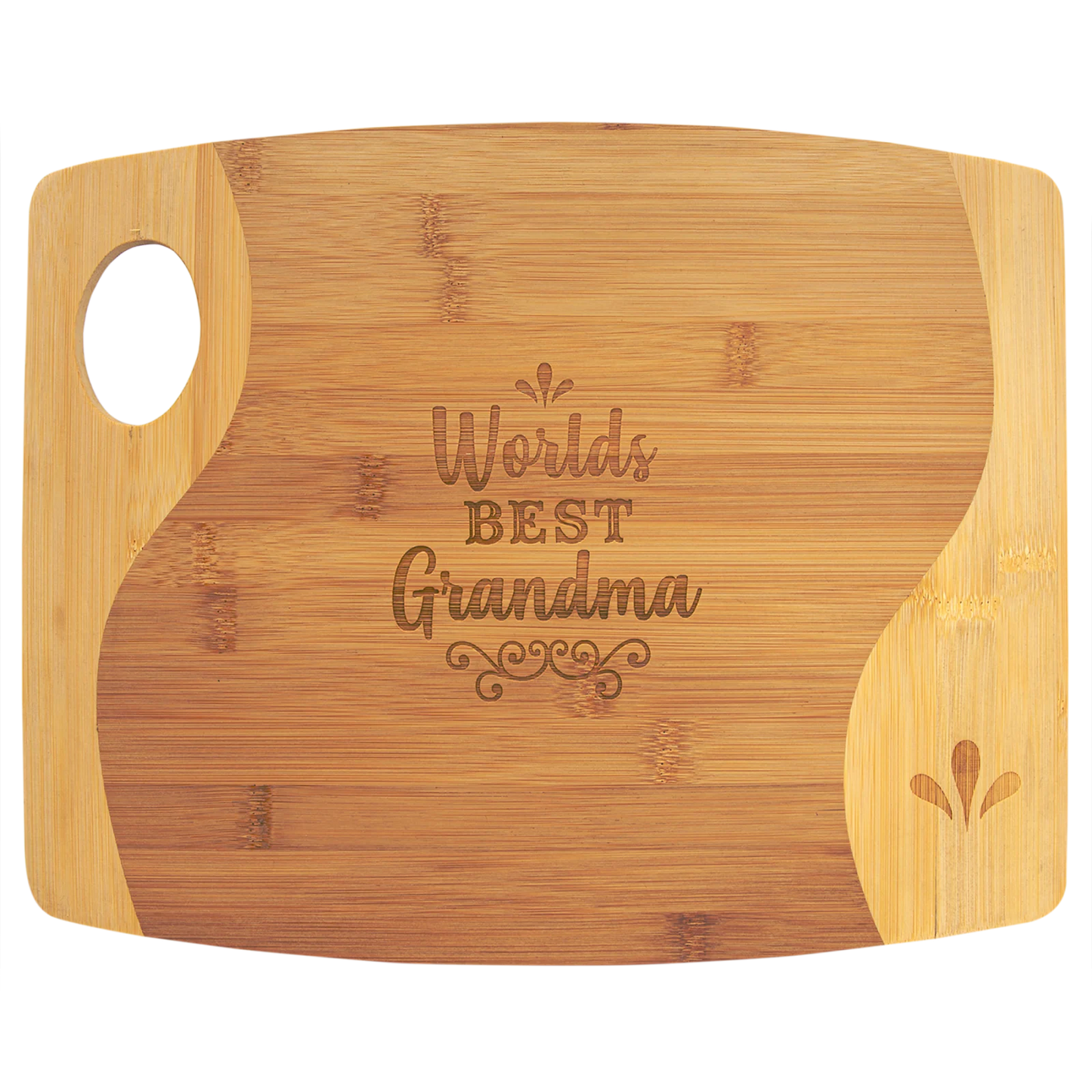 Bamboo Two Tone Cutting Board with Handle