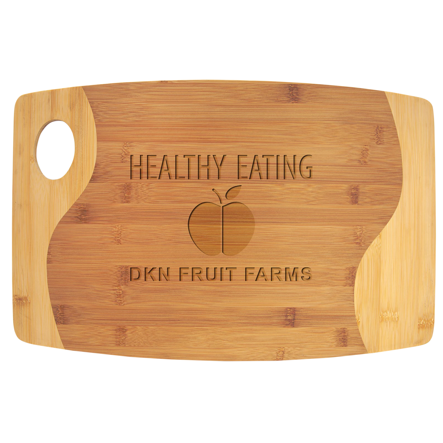 Bamboo Two Tone Cutting Board with Handle