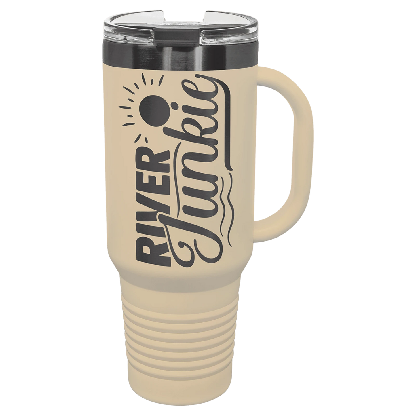 Travel Mug with Handle and Straw (40 oz., Ghost Black Ion-Plated, Polar Camel)