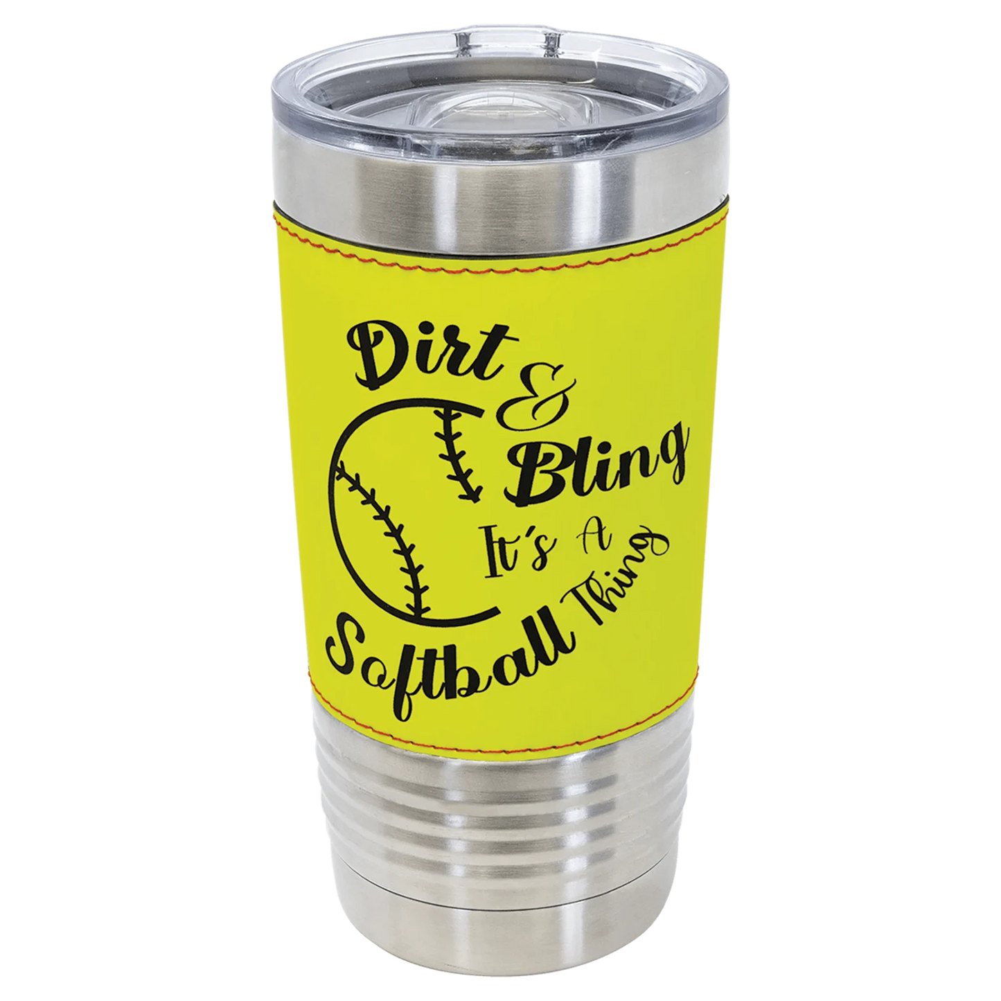 20 oz. Softball Leather Tumbler with Slider Lid (Polar Camel)
