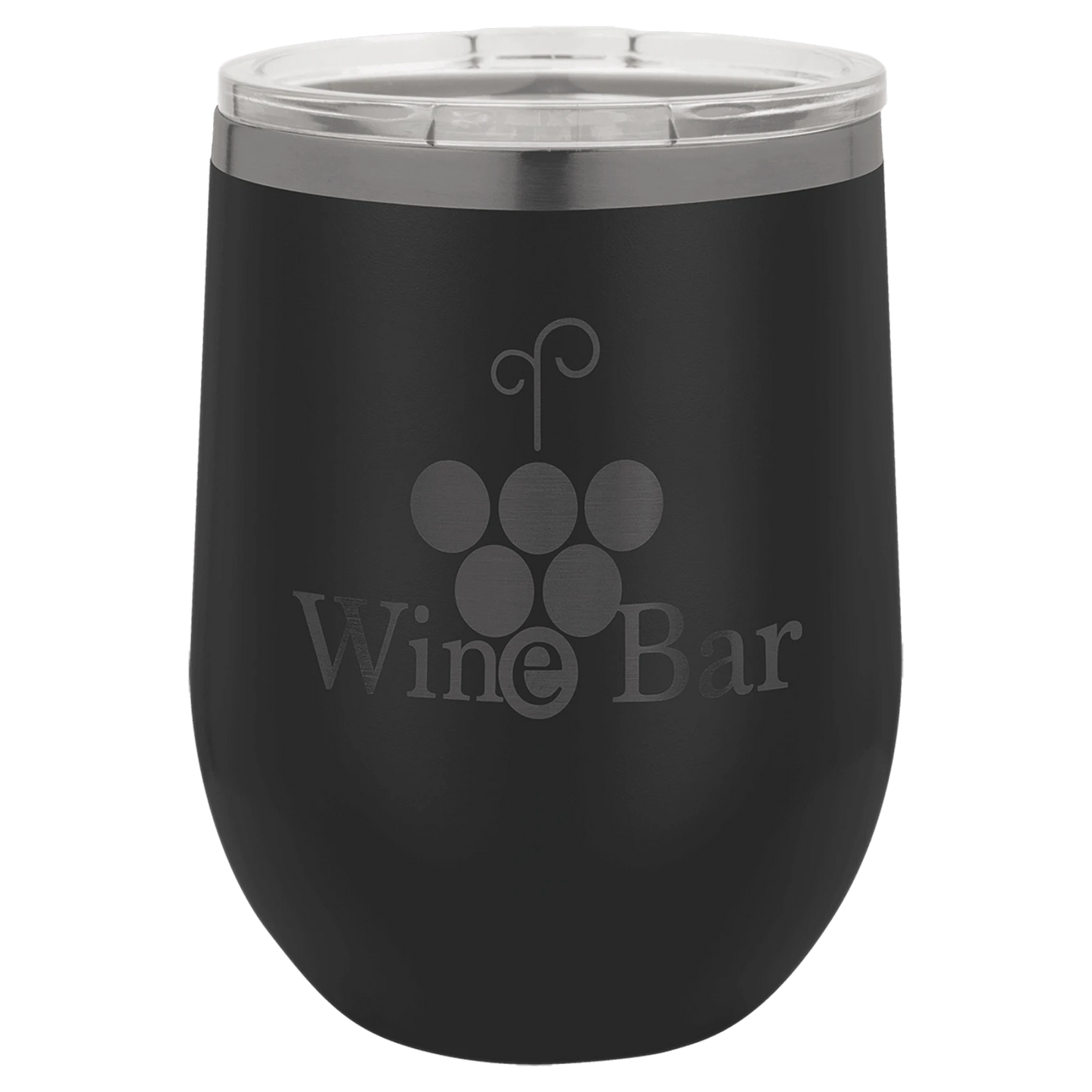 Stemless Wine Tumbler with Standard Lid (12 oz., Ghost Black Ion-Plated, Polar Camel)