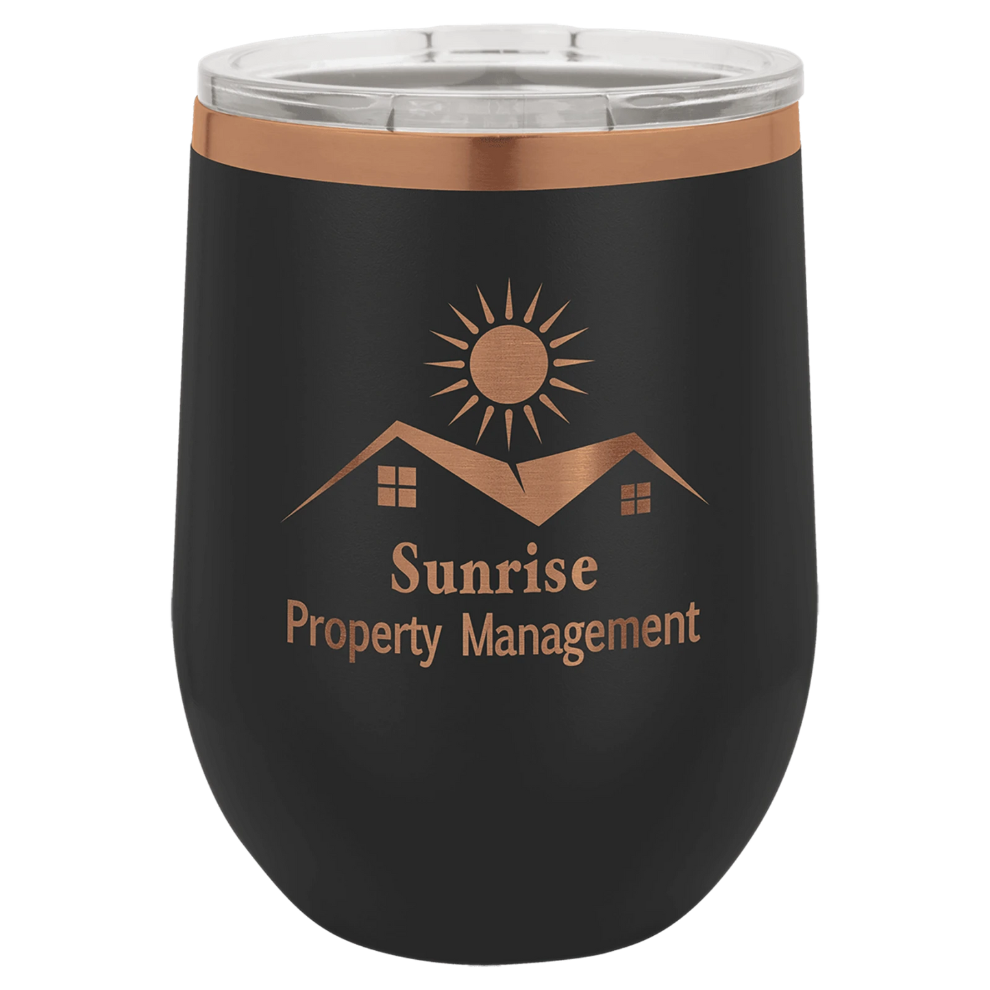 Stemless Wine Tumbler with Standard Lid (12 oz., Rose Gold Ion-Plated, Polar Camel)