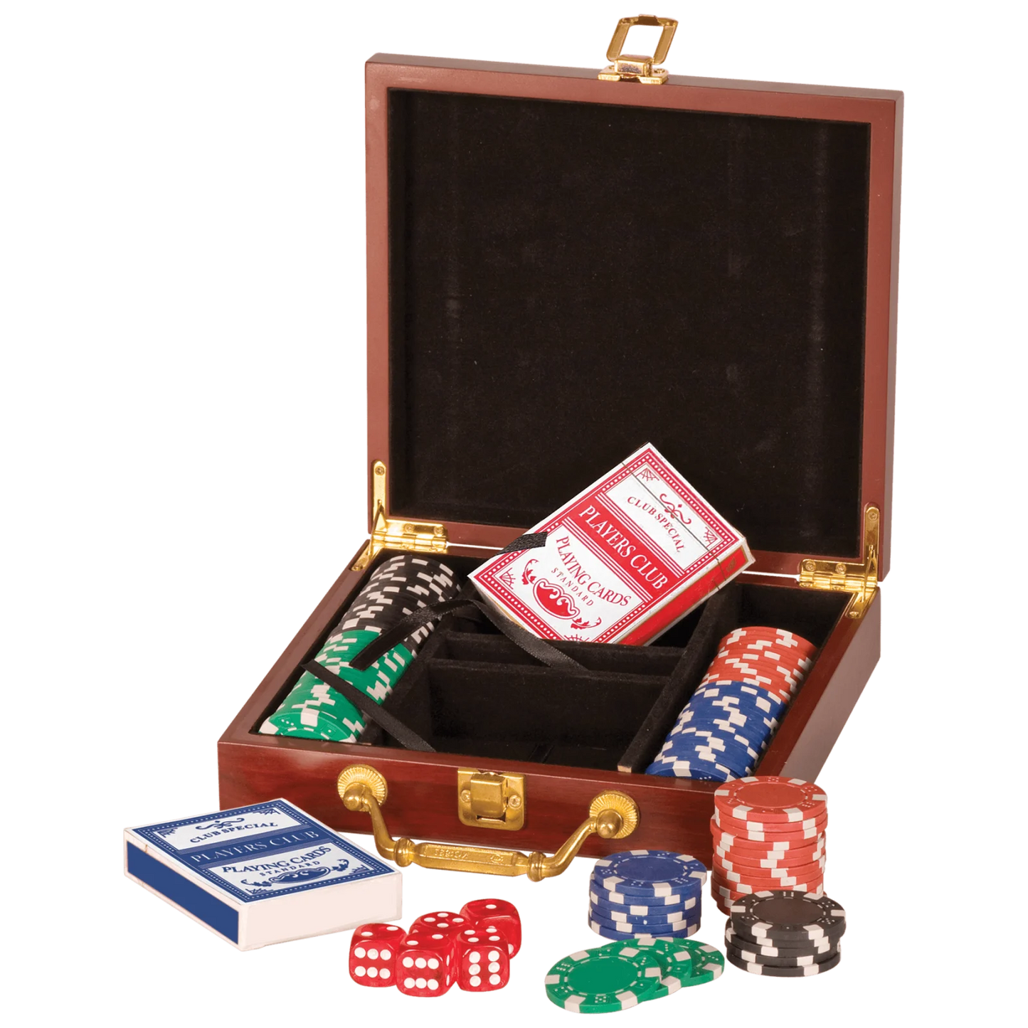 Rosewood Finish 100 Chip Poker Set
