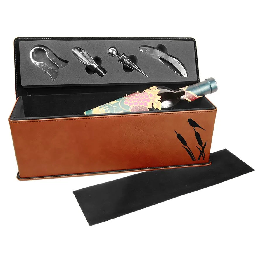 Leatherette Single Wine Gift Box with Tools