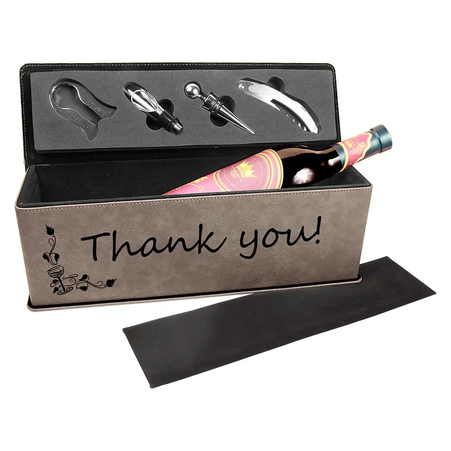 Leatherette Single Wine Gift Box with Tools